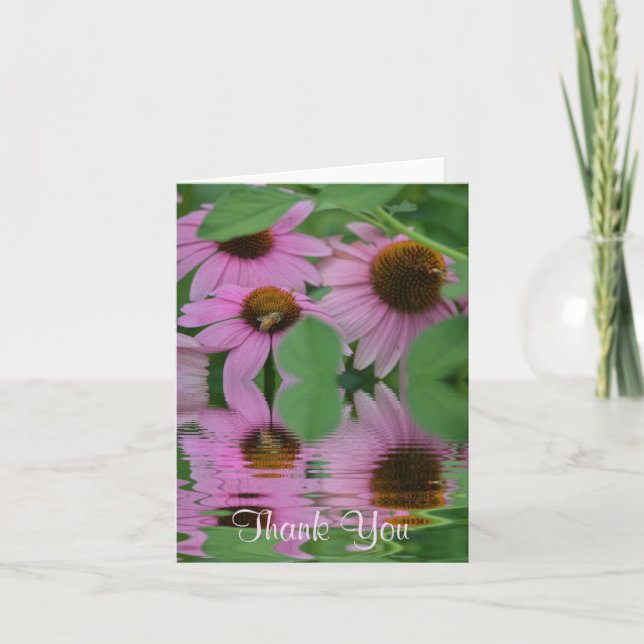 Tarjeta de agradecimiento a la flor de cono rosa (Anverso)