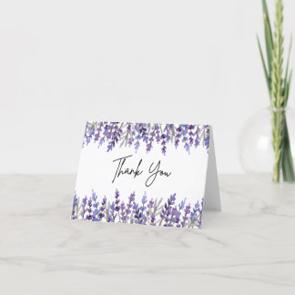 Tarjeta de agradecimiento a la flor de lavanda acu