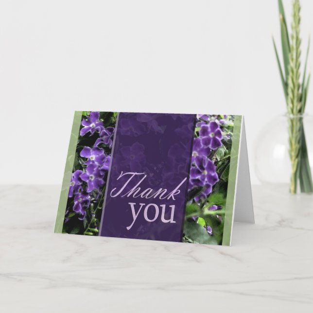 Tarjeta de agradecimiento a la flor morada (Anverso)
