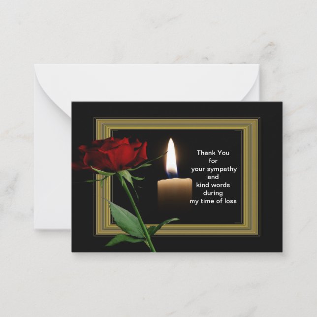 Tarjeta de agradecimiento a la flor roja de luto (Anverso)