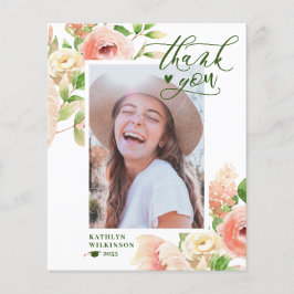 Tarjeta de agradecimiento a la flor rosa rosa eleg