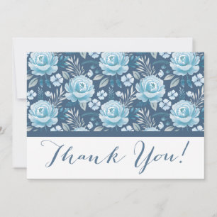 Tarjeta de agradecimiento a la floral azul de la M