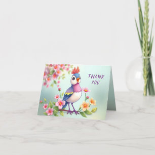 Tarjeta de agradecimiento a la floral de pájaros a