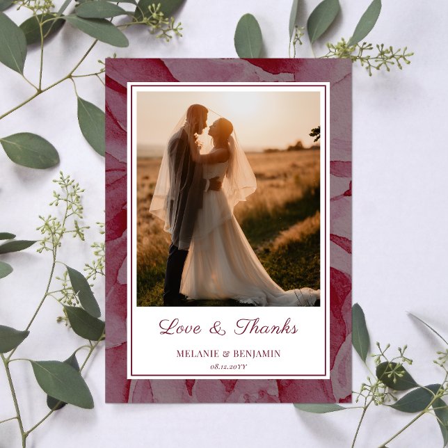 Tarjeta de agradecimiento a la floral romántica ro (Custom Photo Pink Romantic Floral Thank You Card)