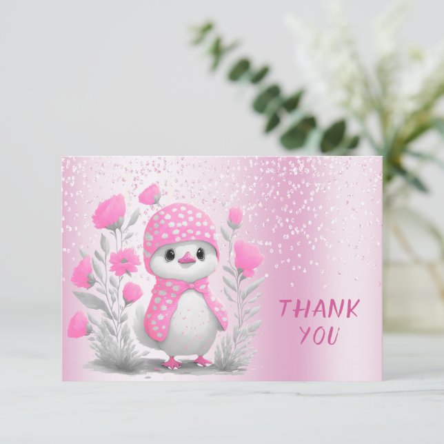 Tarjeta de agradecimiento a la floral rosa del pat (Anverso de pie)