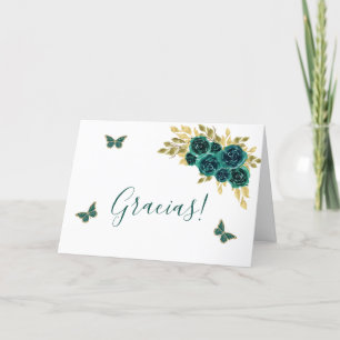 Tarjeta de agradecimiento a la floral verde Quince