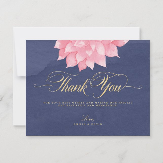 Tarjeta de agradecimiento a la florida Boda de la  (Anverso)