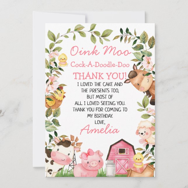 Tarjeta de agradecimiento a la Foliage Pink Barn F (Anverso)