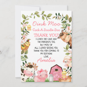 Tarjeta de agradecimiento a la Foliage Pink Barn F