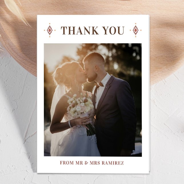Tarjeta de agradecimiento a la foto de un Boda occ (Western Wedding Photo Thank You Card)
