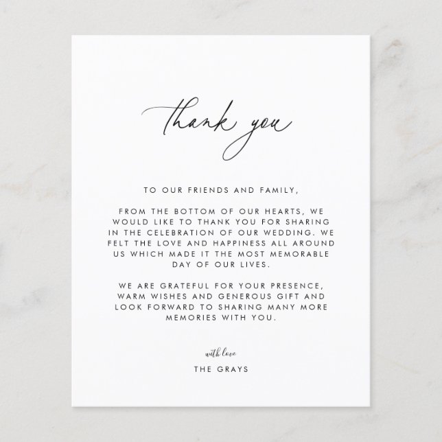 Tarjeta de agradecimiento a la foto del boda (Anverso)