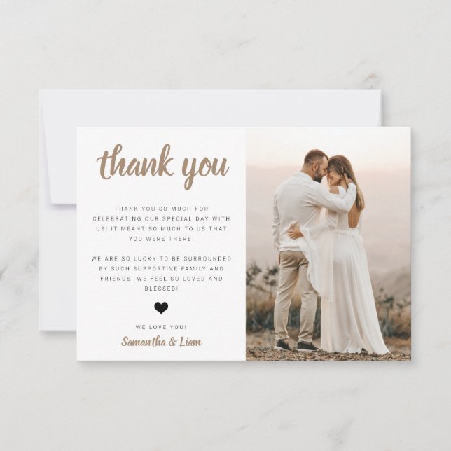 Tarjeta de agradecimiento a la foto del boda (Anverso)