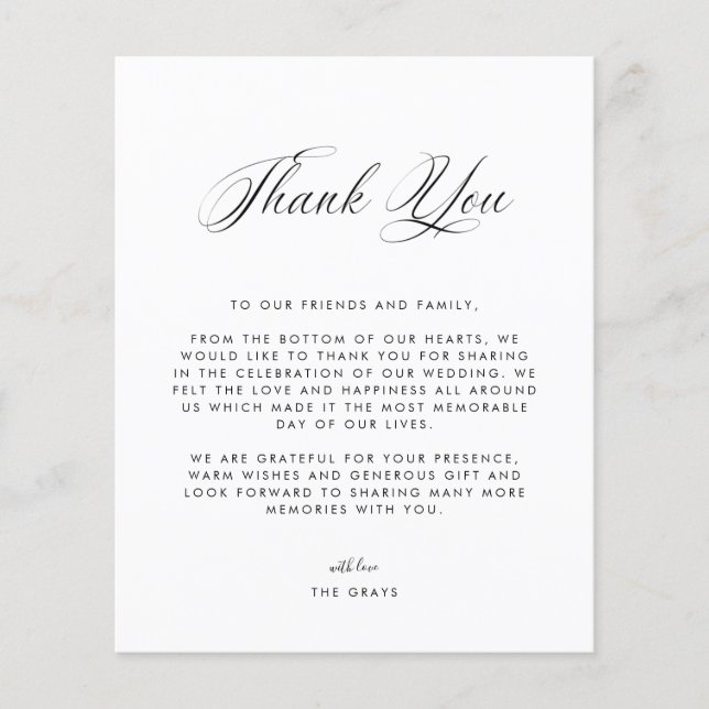 Tarjeta de agradecimiento a la foto del boda (Anverso)