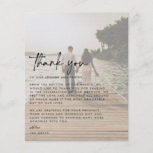 Tarjeta de agradecimiento a la foto del boda