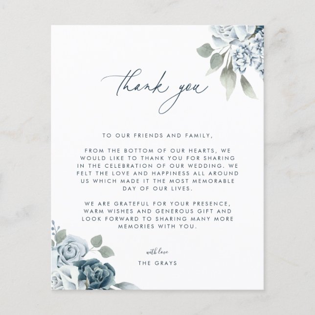 Tarjeta de agradecimiento a la foto del boda (Anverso)
