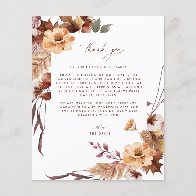 Tarjeta de agradecimiento a la foto del boda (Anverso)