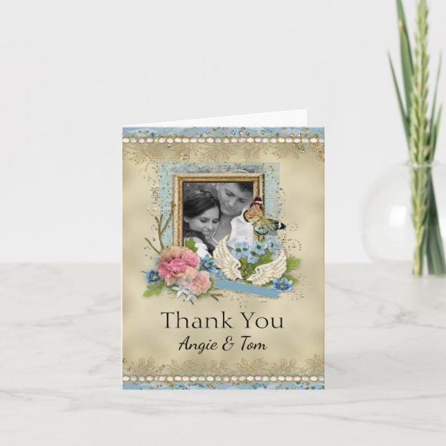 Tarjeta de agradecimiento a la foto del boda (Anverso)