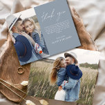 Tarjeta de agradecimiento a la foto del Boda azul<br><div class="desc">Aumente su gratitud con nuestras elegantes tarjetas de agradecimiento que incluyen escritura moderna y su foto boda favorita. Estas tarjetas ofrecen un diseño elegante y minimalista que complementa perfectamente cualquier estética boda. Personalízalos con un mensaje sincero de agradecimiento para expresar tu agradecimiento a amigos y familiares por su amor y...</div>