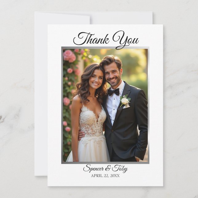 Tarjeta de agradecimiento a la foto del boda | Bor (Anverso)