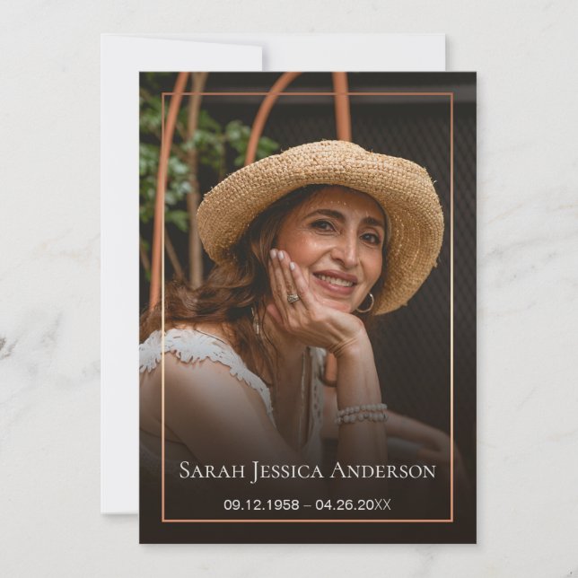 Tarjeta de agradecimiento a la foto del funerario (Anverso)