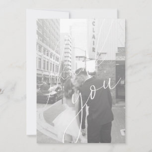 Tarjeta de agradecimiento a la foto plana con guió