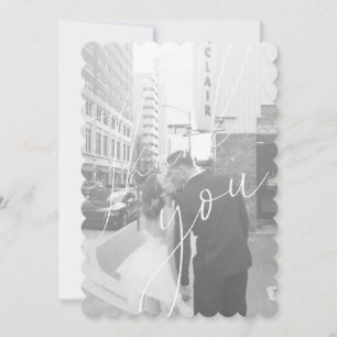 Tarjeta de agradecimiento a la foto plana con guió