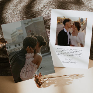 Tarjeta de agradecimiento a la foto plana con guió