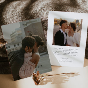 Tarjeta de agradecimiento a la foto plana con guió