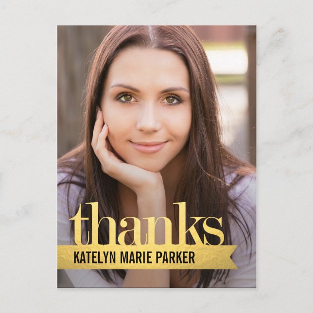 Tarjeta de agradecimiento a la graduación de cinta (Anverso)