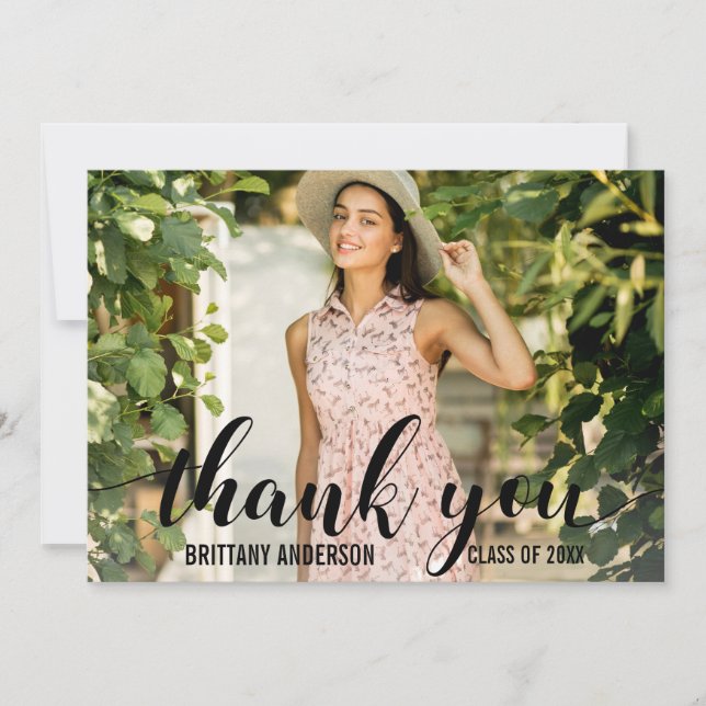 Tarjeta de agradecimiento a la graduación de fotos (Anverso)