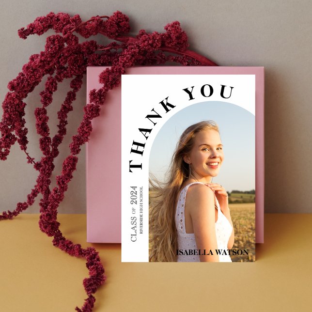 Tarjeta de agradecimiento a la graduación de fotos (Modern Arch Photo Graduation Thank You Card)