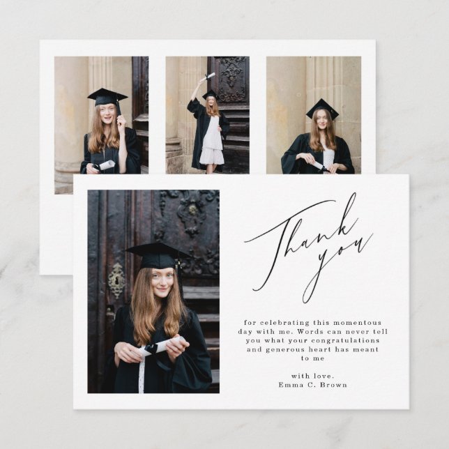 Tarjeta de agradecimiento a la graduación de fotos (Anverso / Reverso)