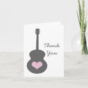 Tarjeta de agradecimiento a la guitarra gris/rosa