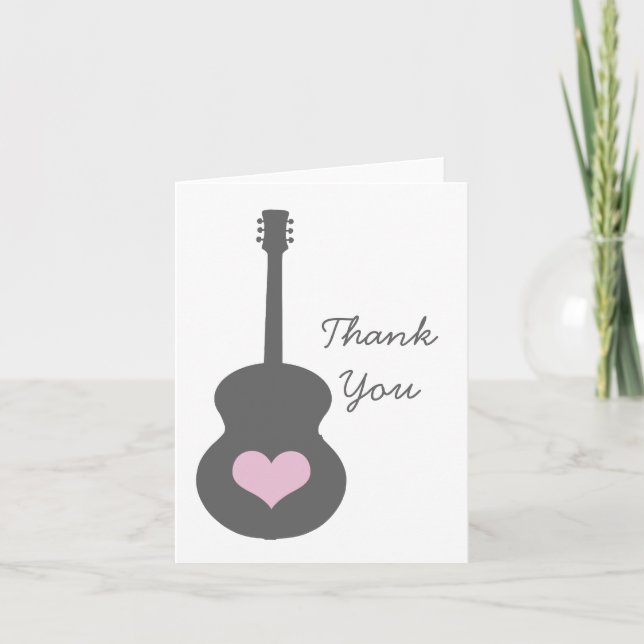 Tarjeta de agradecimiento a la guitarra gris/rosa (Anverso)
