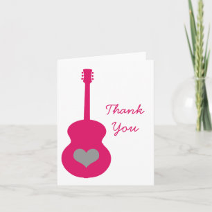 Tarjeta de agradecimiento a la guitarra rosa/gris