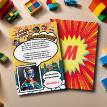 Tarjeta de agradecimiento a la historieta de super