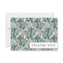 Tarjeta de agradecimiento a la hoja de palma tropi