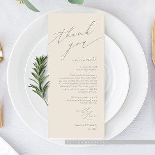 Tarjeta de agradecimiento a la hora de la cena bod