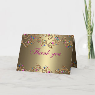 Tarjeta de agradecimiento a la joyera floral de or