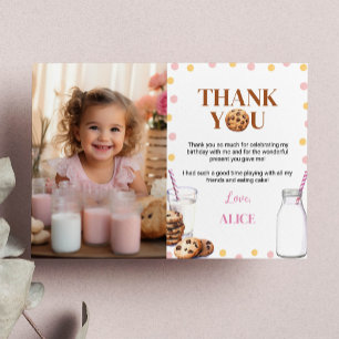 Tarjeta de agradecimiento a la leche y a las cooki