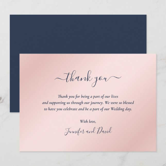 Tarjeta de agradecimiento a la Marina Azul y Rubor (Anverso / Reverso)