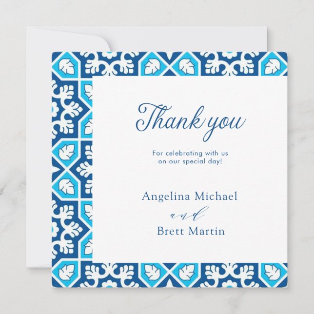 Tarjeta de agradecimiento a la Marina Blue Elegant (Anverso)