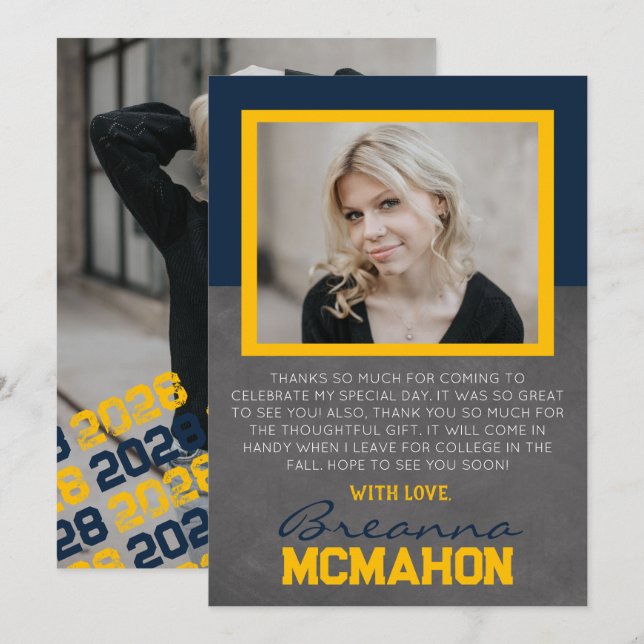 Tarjeta de agradecimiento a la Marina Blue & Gold  (Anverso / Reverso)