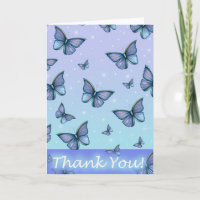 Tarjeta de agradecimiento a la mariposa azul