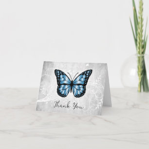 Tarjeta de agradecimiento a la mariposa azul brill