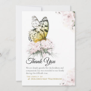 Tarjeta de agradecimiento a la mariposa con flor r