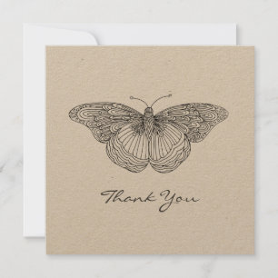 Tarjeta de agradecimiento a la mariposa dibujada a