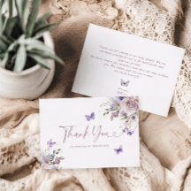 Tarjeta de agradecimiento a la mariposa morada de