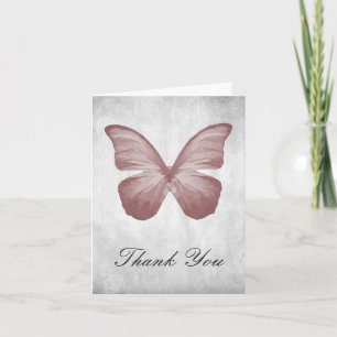 Tarjeta de agradecimiento a la mariposa rosa