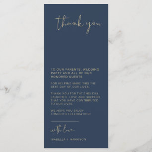 Tarjeta de agradecimiento a la mesa Boda de oro de